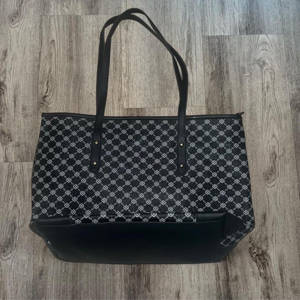 Black & Gray Patterned Tote Bag – Large Shoulder Bag